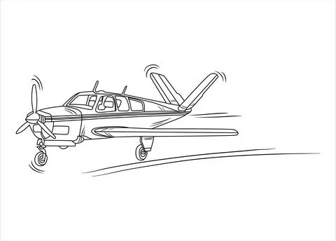 Airplane Drawing line art vector illustration for coloring book. Stockillustratie