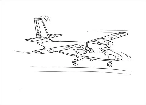Airplane Drawing line art vector illustration for coloring book. Illustration