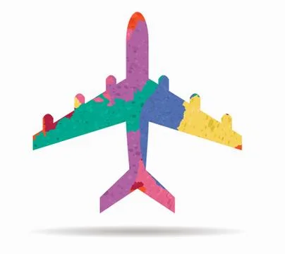 Airplane drawn painted icon vector 스톡 일러스트