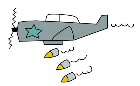 An airplane dropping bombs Stock Illustration