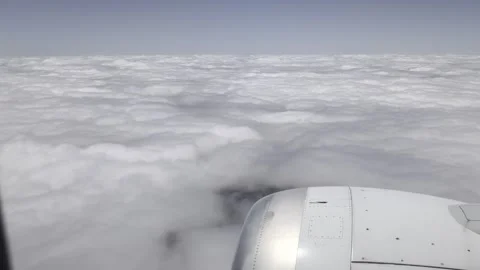 Airplane Engine Above Clouds on Flight Across Argentina Stock Footage 343900022