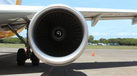 Airplane engine on airport Stock Footage 12426888