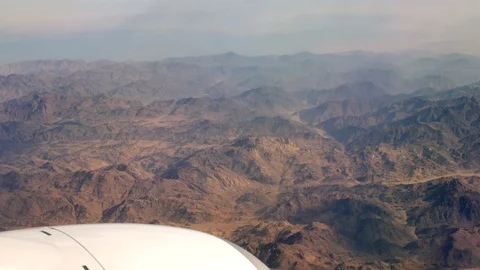 Airplane engine and desert mountains peaks Stock Footage 115116326
