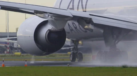 Airplane engine close up at full power during take-off Stock Footage 40349517