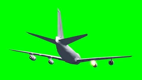 Airplane Engine Fire In Flight On Green Screen Background Stock Footage 340675736