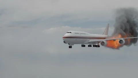 Airplane engine on fire just before crash Video stock 306068795