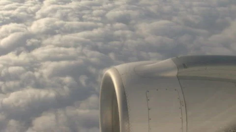 Airplane engine in flight Stock Footage 584679