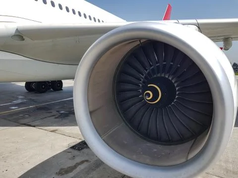 Airplane engine front side Stock Photos