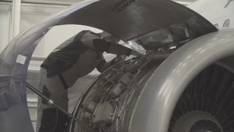 Airplane engine parsing Stock Footage 164473827