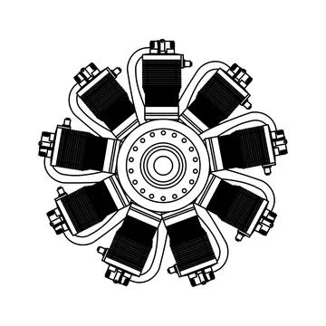 Airplane engine transportation line vector flat icon isolated. Service machin Stock Illustration