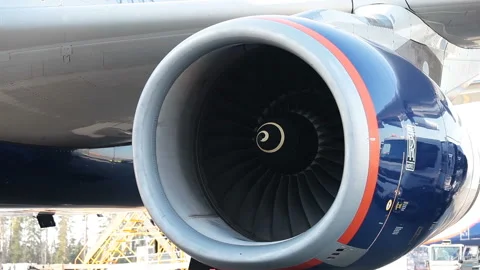 Airplane engine turbine Stock Footage 88616034