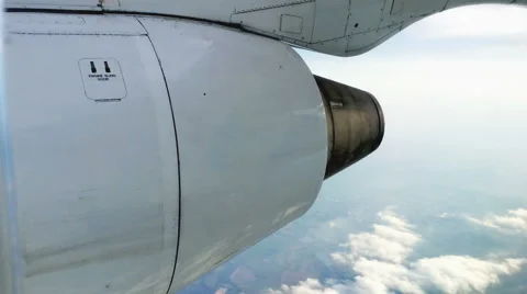 Airplane Engine Window View Stock Footage 45446298