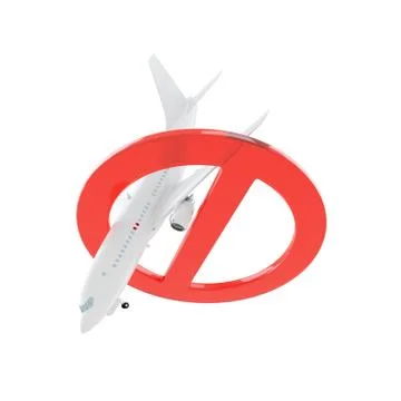 Airplane falls down through stop sign isolated on white Stock Photos