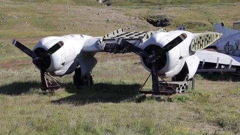 Airplane in the field Stock Footage 80332695