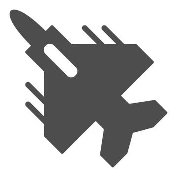 Airplane fighter solid icon. War aircraft with rockets symbol, glyph style Stock Illustration