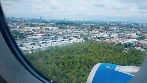 Airplane final approach toward runway before landing Stock Footage 333454499