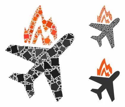Airplane fire Composition Icon of Rough Elements Stock Illustration
