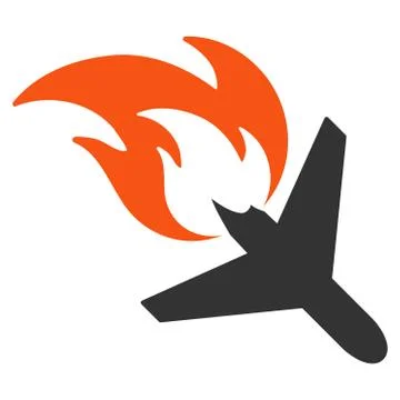 Airplane Fire Disaster Flat Icon Stock Illustration
