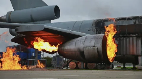 Airplane on Fire, slow motion Stock Footage 43237838