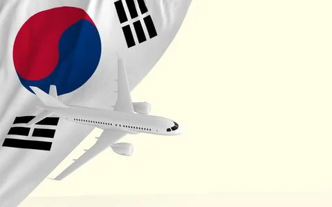Airplane flag 3d image Stock Illustration