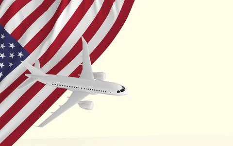 Airplane flag 3d image Stock Illustration