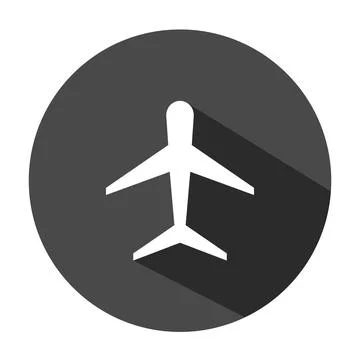 Airplane flat circular icon with shadow on a white background vector Stock Illustration