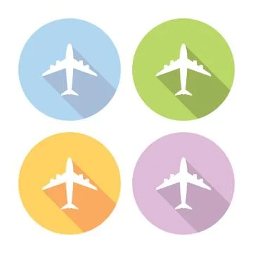 Airplane Flat Icons Set Illustrazione stock