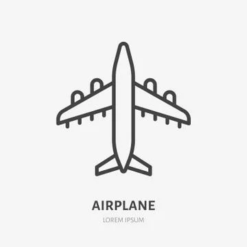Airplane flat line icon. Plane vector illustration. Thin sign for jet, air craft 库存插图