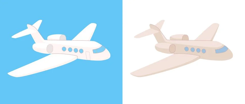 Airplane, flat style illustration. Vector. White plane against the blue sky Stock Illustration