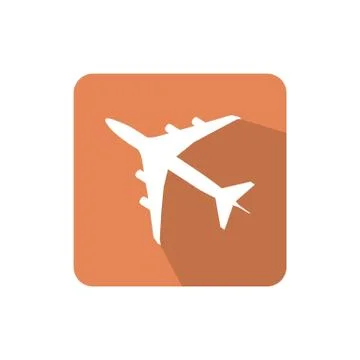 Airplane flat vector icon with color background Stock Illustration