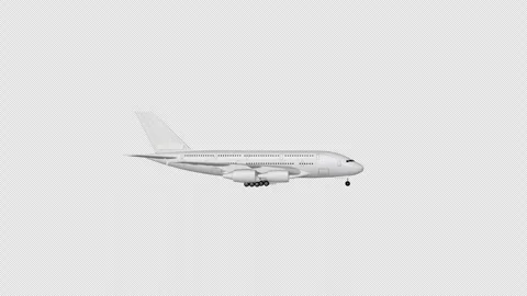 Airplane flies in a circle from left to right, Side View, Alpha Channel Stock Footage 270573400