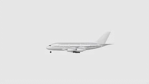 Airplane flies in a circle from right to left, Side View, Alpha Channel Stock Footage 270573411