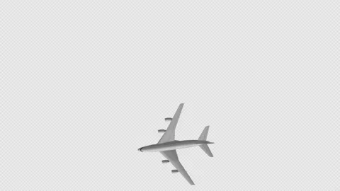 Airplane flies in a circle from right to left, Top View, Alpha Channel Stock Footage 270573582