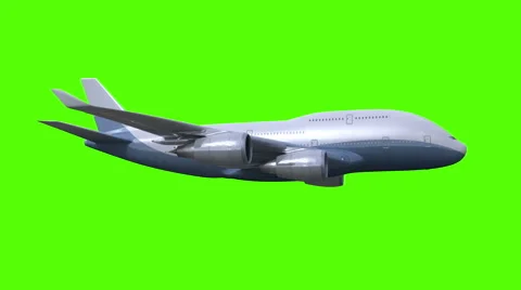 The airplane flies on green background Stock Footage 47133164