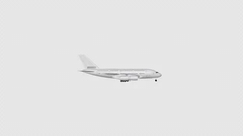 Airplane flies from left to right, Side View, Alpha Channel, Exclusive Stock Footage 270573395