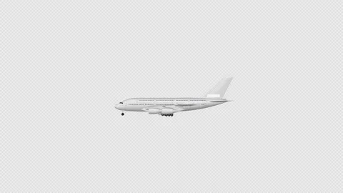 Airplane flies from right to left, Side View, Alpha Channel, Exclusive Stock Footage 270573571