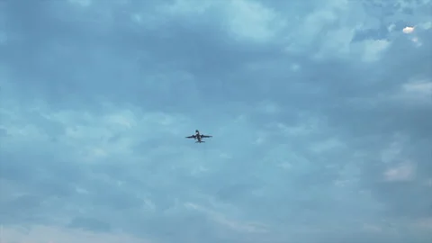 Airplane flies in the sky Stock Footage 280119839
