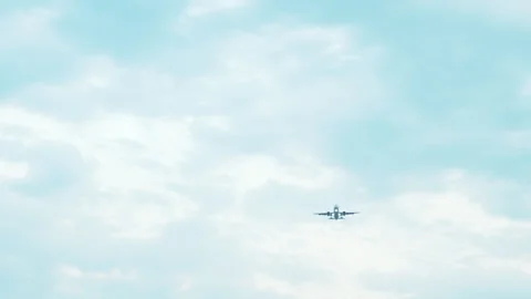 Airplane flies in the sky Stock Footage 280119976