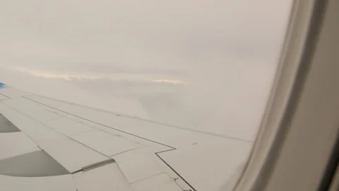 Airplane Flies Through The Clouds Stock Footage 97215418