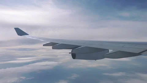 Airplane flight above the clouds in 4K slow motion 60fps Stock Footage 285548803