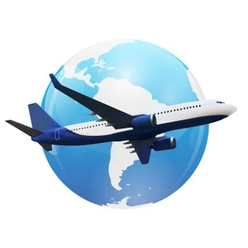Airplane flight background above world map.  Illustration Stock Illustration