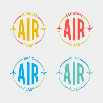 Airplane flight badges in flat style. Stock Illustration