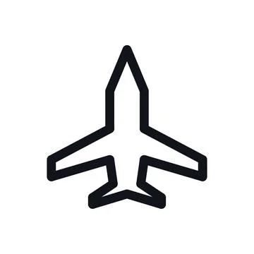 Airplane Flight Black White Line Icon Editable Stroke Vector Symbol Stock Illustration