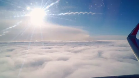 Airplane flight during the day. Nice view through the airplane window 動画素材 168073906