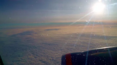 Airplane flight during the day. Nice view through the airplane window 스톡 동영상 168131039