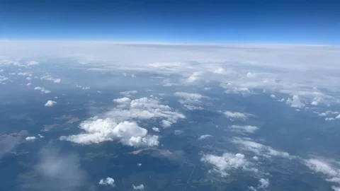 Airplane flight. Flying above the clouds. View from the window of the plane. Stock Footage 111927109