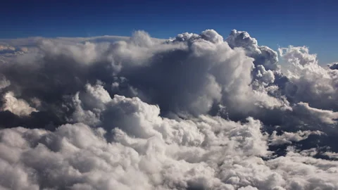Airplane flight. Flying above the clouds. View from the window of the plane Stock Footage 278295594