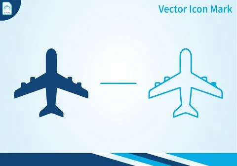 Airplane flight icon collection in flat and contour design. Ilustración de archivo