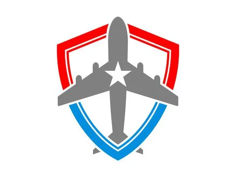 Airplane flight inside the american shield protection Illustrazione stock