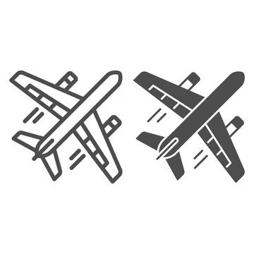 Airplane flight line and solid icon, airlines concept, plane in flight vector イラスト素材